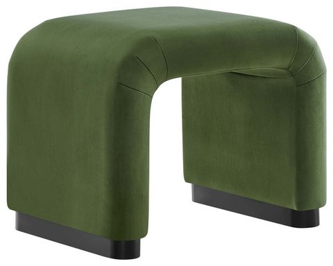 Koda Performance Velvet Waterfall Stool - Black Moss Green - Contemporary - Upholstered Benches ... pertaining to Elevate Your Space with the Koda Velvet Waterfall Stool